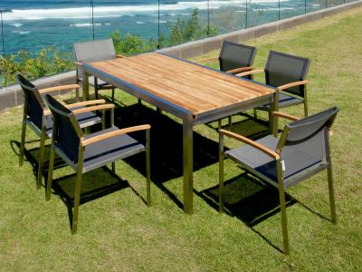 Zebra Gartenmöbel-Set Kubex 170-280cm  und Setax Sessel midnight grey