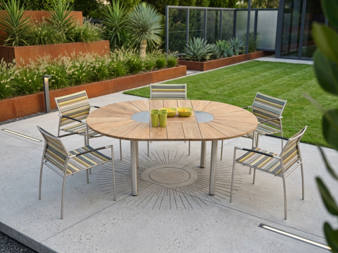 Zebra Gartenm?bel-Set Catax recyceltem Teak - Rovex stripe. Deko geh?rt nicht zum Lieferumfang.
