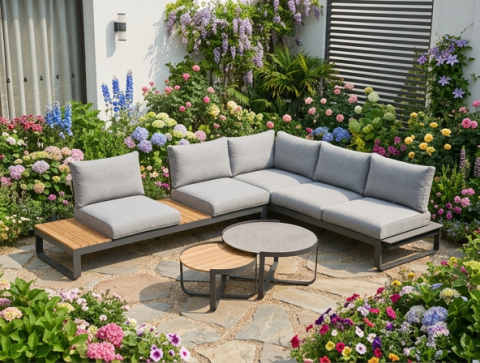 Zebra Gartenm?bel-Set Fly Lounge Mixed Grey Ecklounge mit Kissen 277x207cm