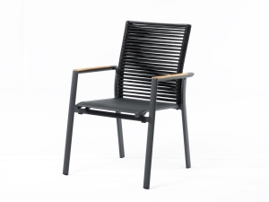 Zebra Fly Rope Sessel graphite, Armlehnen Teak