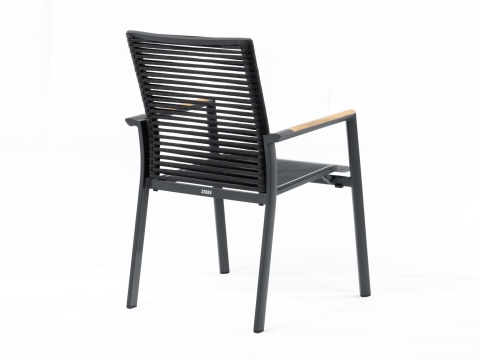 Zebra Fly Rope Stapelsessel graphite, Armlehnen Teak
