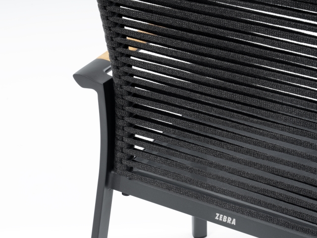 Zebra Fly Rope Stapelsessel graphite, Armlehnen Teak