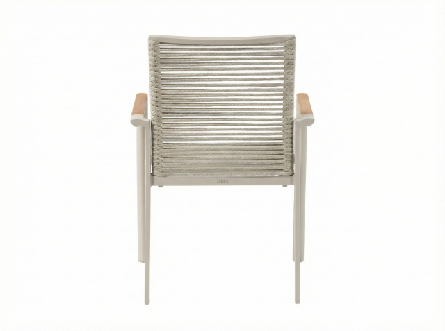 Zebra Fly Rope Stapelsessel light taupe, Armlehnen Teak