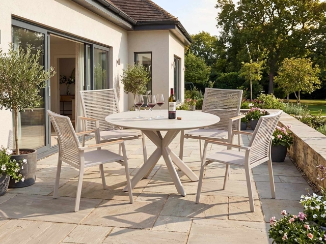 Zebra Mantis Tisch 120x120x74cm light taupe