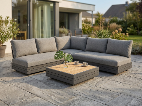 Zebra Loungeset Cubo Neo graphit 213x213cm inkl. Loungetisch und Polstern. Deko geh?rt nicht zum Lieferumfang.