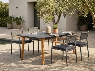 Gartenm&ouml;belset Zebra Lenyx-Ant, 4 Stapelsessel, 1 Tisch 160x95cm