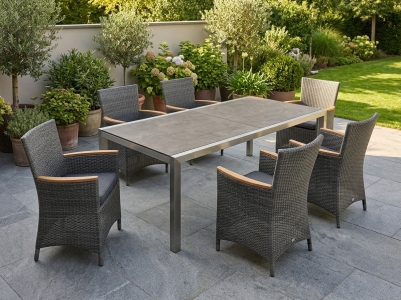 Zebra Kubex-Status Sitzgarnitur, 6 Sessel mit Sitzkissen, 1 Ausziehtisch 190-300x100cm HPL