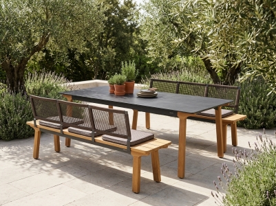 Zebra Lenyx Gartenm&ouml;bel-Set, 2 B&auml;nke mit R&uuml;ckenlehne 1 Tisch 220x95cm