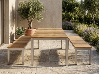 Zebra Naxos Gartenm&ouml;belset recyceltem Teakholz, 2 B&auml;nke, 1 Tisch 160x90cm