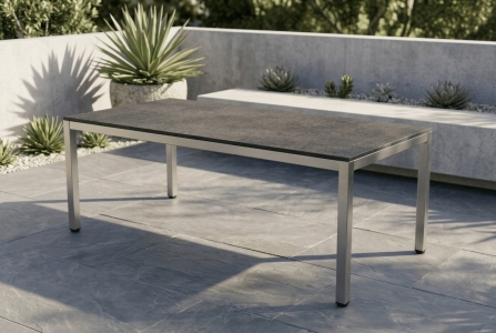 Zebra Tischset Opus 210x100cm, Edelstahlgestell, Tischplatte HPL Taro Beton