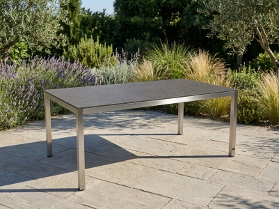 Zebra Tischset Opus 180x100cm, Edelstahlgestell, Tischplatte HPL rusty rock