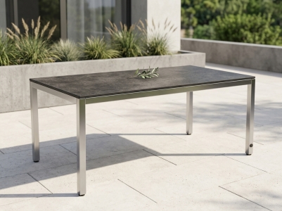 Zebra Tischset Opus 160x90cm, Edelstahlgestell, Tischplatte HPL volcanic stone