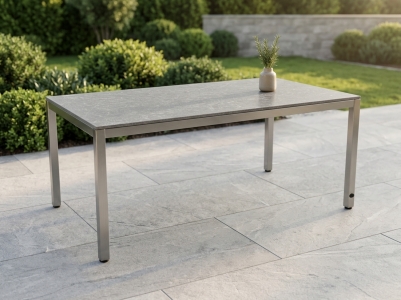 Zebra Tischset Opus 160x90cm, Edelstahlgestell, Tischplatte HPL scratched grey