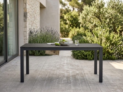 Zebra Tischset Alus 160x90cm, Aluminiumgestell graphit, Tischplatte HPL Volcanic Stone