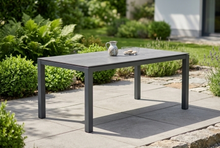 Zebra Tischset Alus 160x90cm, Aluminiumgestell graphit, Tischplatte HPL Beton
