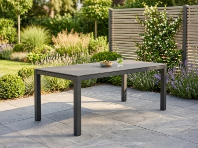 Zebra Tischset Alus 210x100cm, Aluminiumgestell graphit, Tischplatte HPL Volcanic Stone