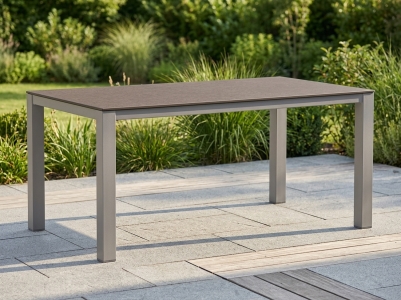 Zebra Tischset Alus 160x90cm, Aluminiumgestell elegance grey, Tischplatte HPL rusty rock