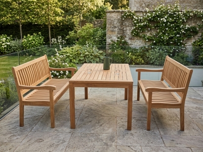 Zebra President Gartenbankset-2 Teak, 2 B&auml;nke 160cm, 1 Tisch 160x90cm