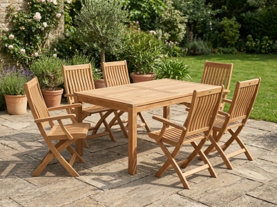 Zebra Gartenm&ouml;belset Bali-6 Teak, 6 Armlehnsessel, 1 Tisch 160x90cm