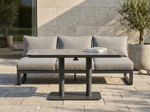 Zebra Fly-Move Loungeset inkl. Polster und höhenverstellbarem Kaffeetisch 140x80x51-71cm